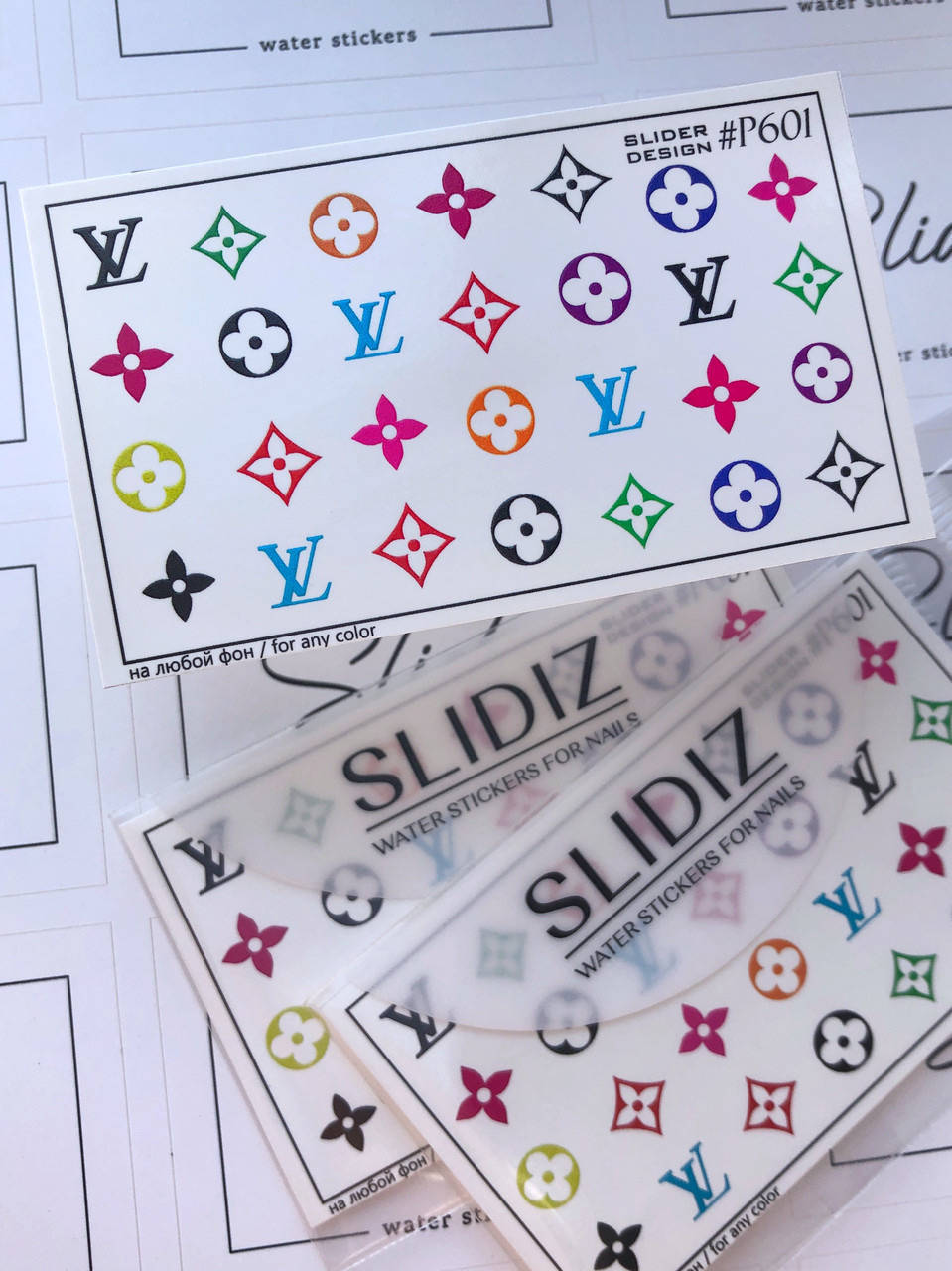 

Слайдер-дизайн SLIDIZ водная наклейка для ногтей на любой фон, LV