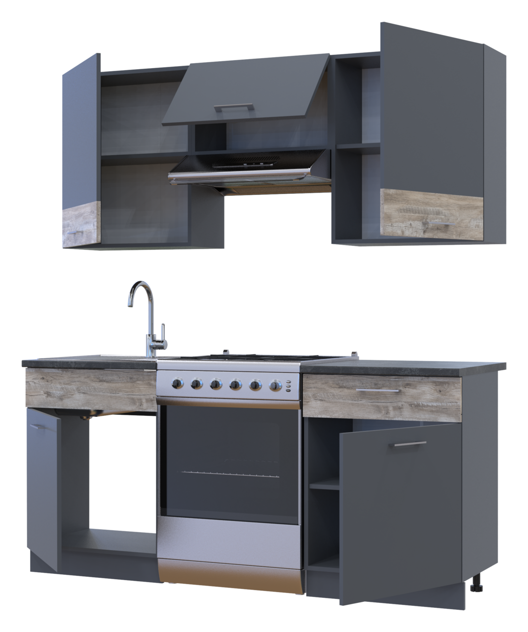 Кухня Лея Doros 1.8 м Графіт/Клондайк ДСП 180х60х250 (81000014) 4