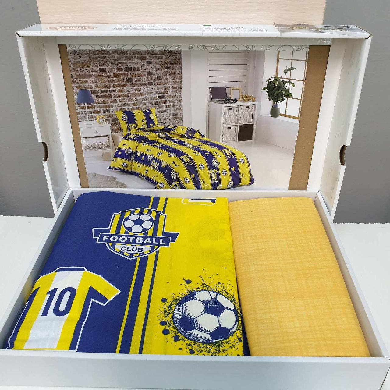 

Детское постельное белье Ранфорс хлопок 160х220 FOOTBALL V1, Турция, Синий