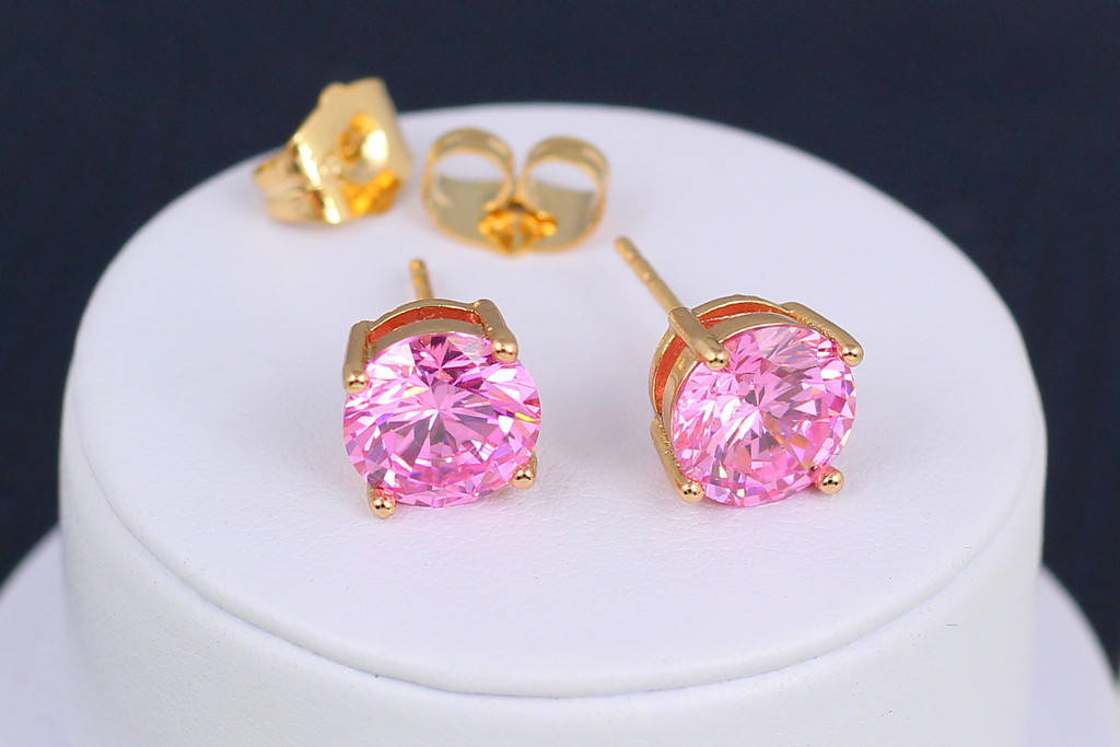 

Серьги гвоздики Xuping Jewelry розовые 8 мм золотистые