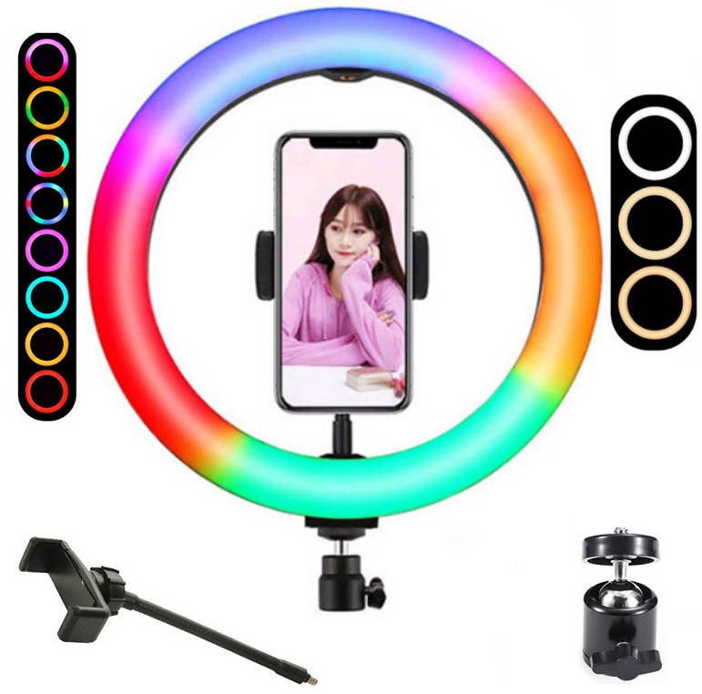 

Кільцева RGB LED лампа 26 см із тримачем для телефону| Селфі кільце | Набір блогера