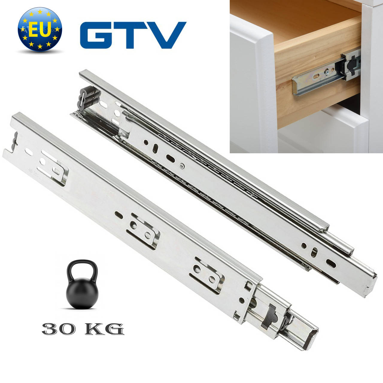 

Телескопические направляющие GTV PK-0H45400GX h-45мм, L-400мм , к-т.