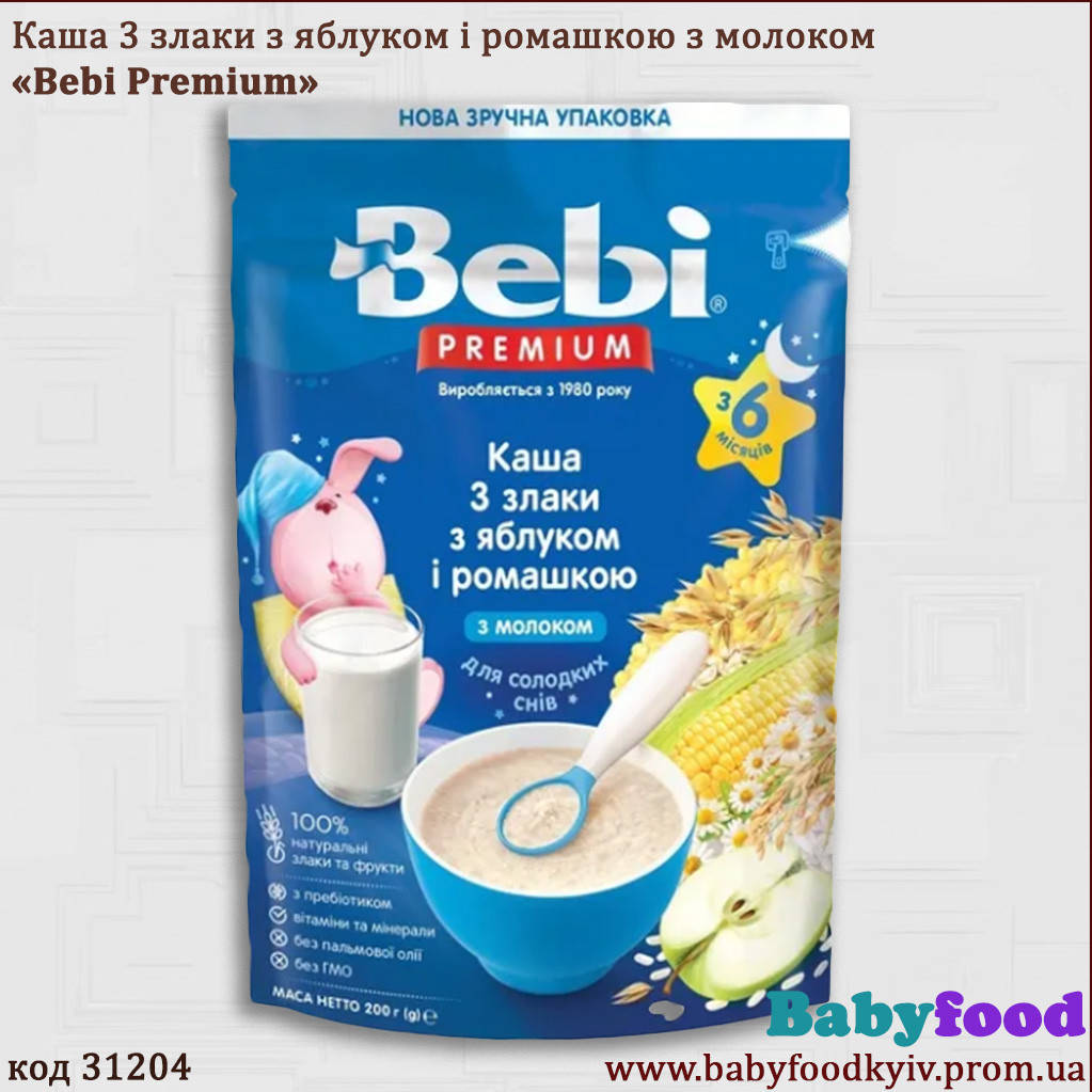 

Молочная каша Bebi Premium 3 злака с яблоком и ромашкой, 200 г