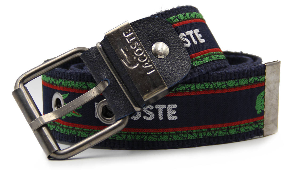 

Текстильный брендовый пояс Lacoste мужской, Синий