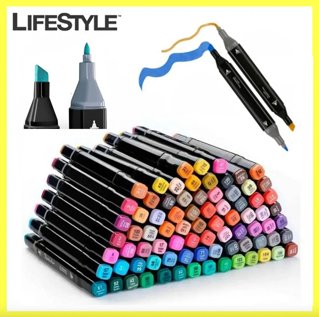 

Набор скетч-маркеров для рисования Touch 120 шт. Двусторонние профессиональные фломастеры для скетчинга