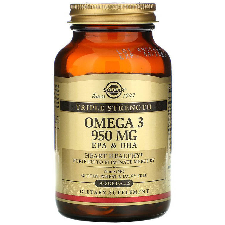 

Рыбий жир SOLGAR "Omega 3 EPA & DHA" тройная сила, 950 мг (50 капсул)