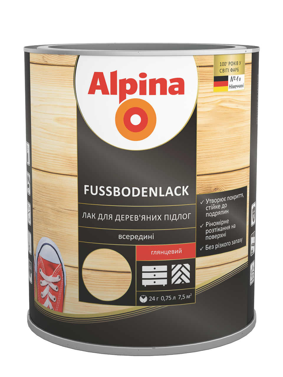 

Лак для деревянных полов, набор 2 шт., Alpina Fussbodenlack (2,5 л), Прозрачный