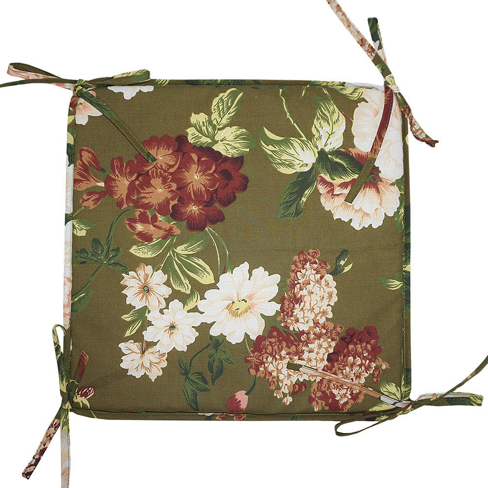 

Подушка на табурет c завязками Simple Flowers 35x35x2 см Зеленая