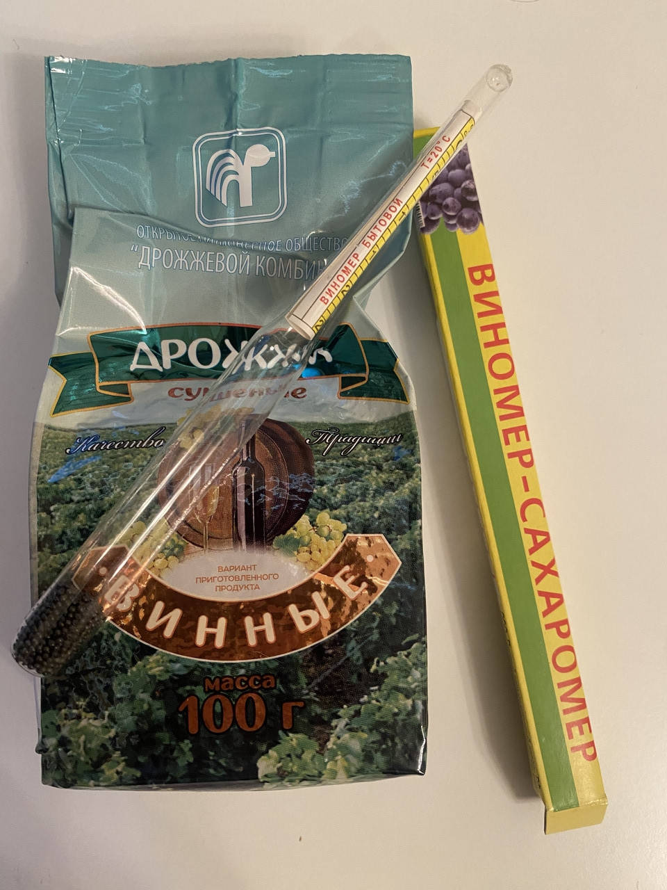 

Белорусские винные дрожжи 100 г + Виномер сахаромер cахарометр ареометр бытовой 0-25% 0-12