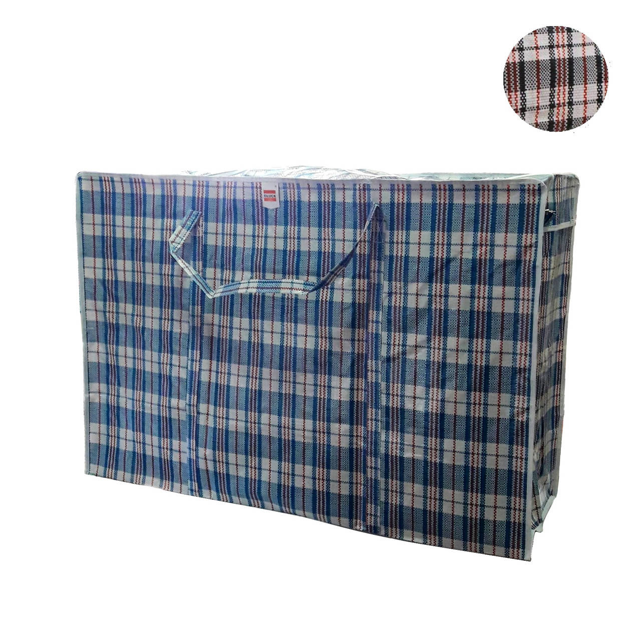 

Хозяйственная сумка Gluck Premium с замком полипропиленовая №8 в клетку 90х60х33 см, Синий