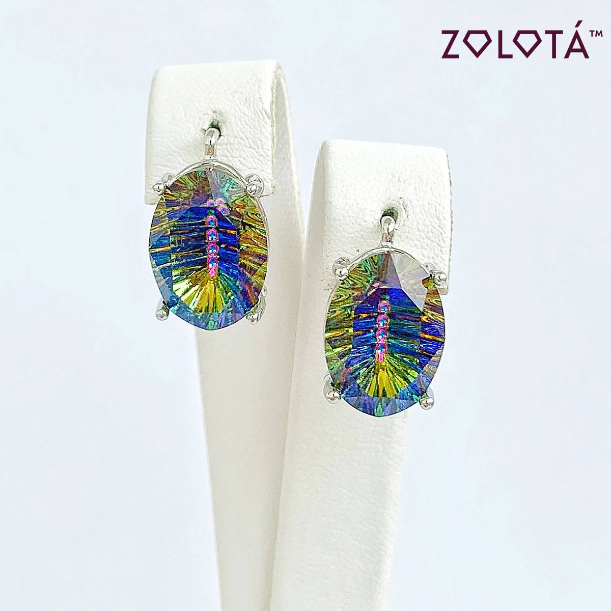 

Серьги Zolota, размер 17х10 мм, кристаллы Swarovski сине-желтого цвета, вес 5 г, родий, ЗЛ01511 (1)