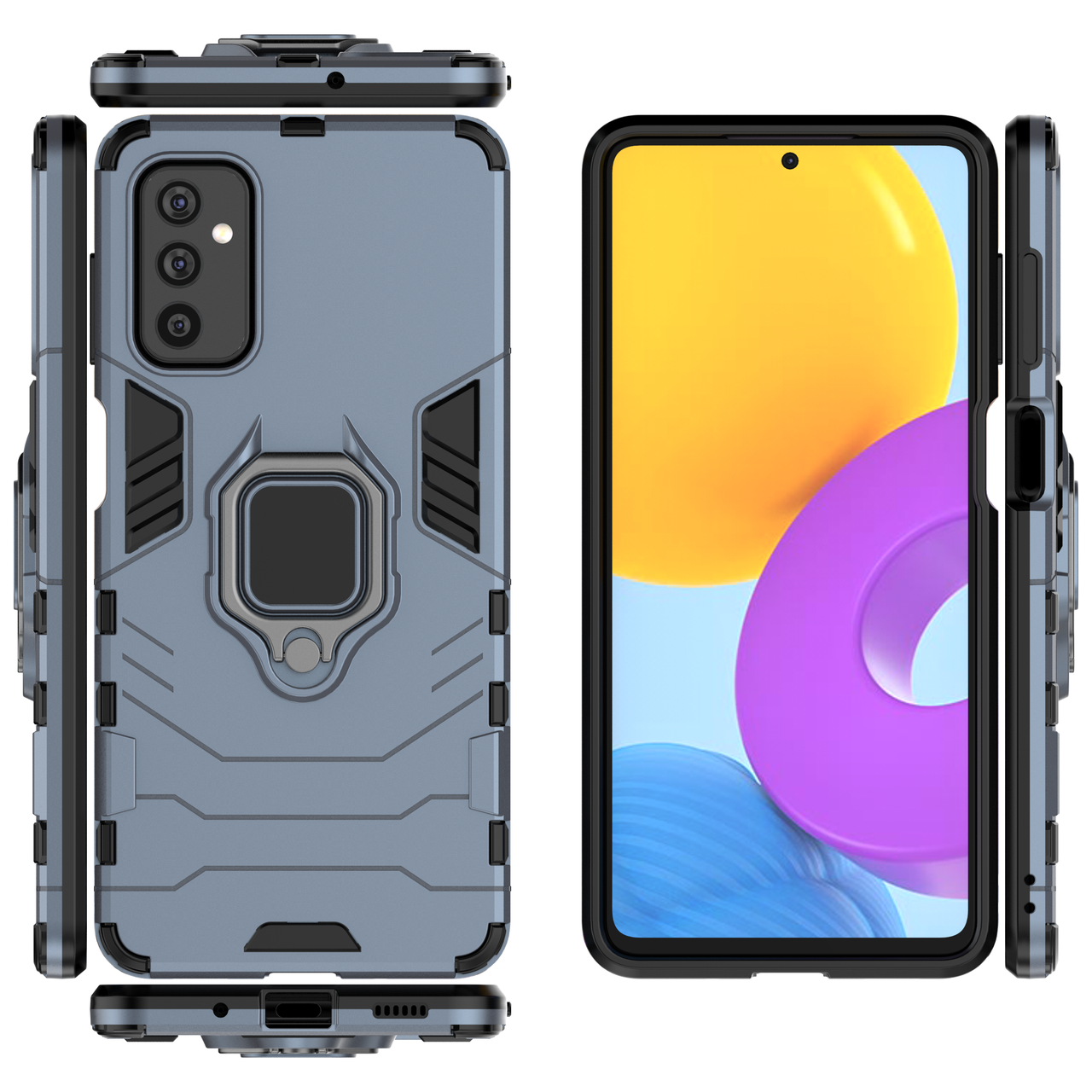 

Бронированный чехол для Samsung Galaxy M52 с кольцом Navy Blue, Серо-голубой