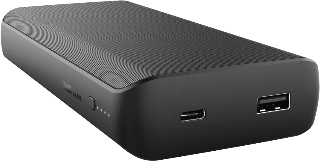 

Універсальна мобільна батарея 20000 mAh, Trust Laro 65W, Black, 1xUSB 5V/3.25A+1xUSB Type-C 5V/3.25A.