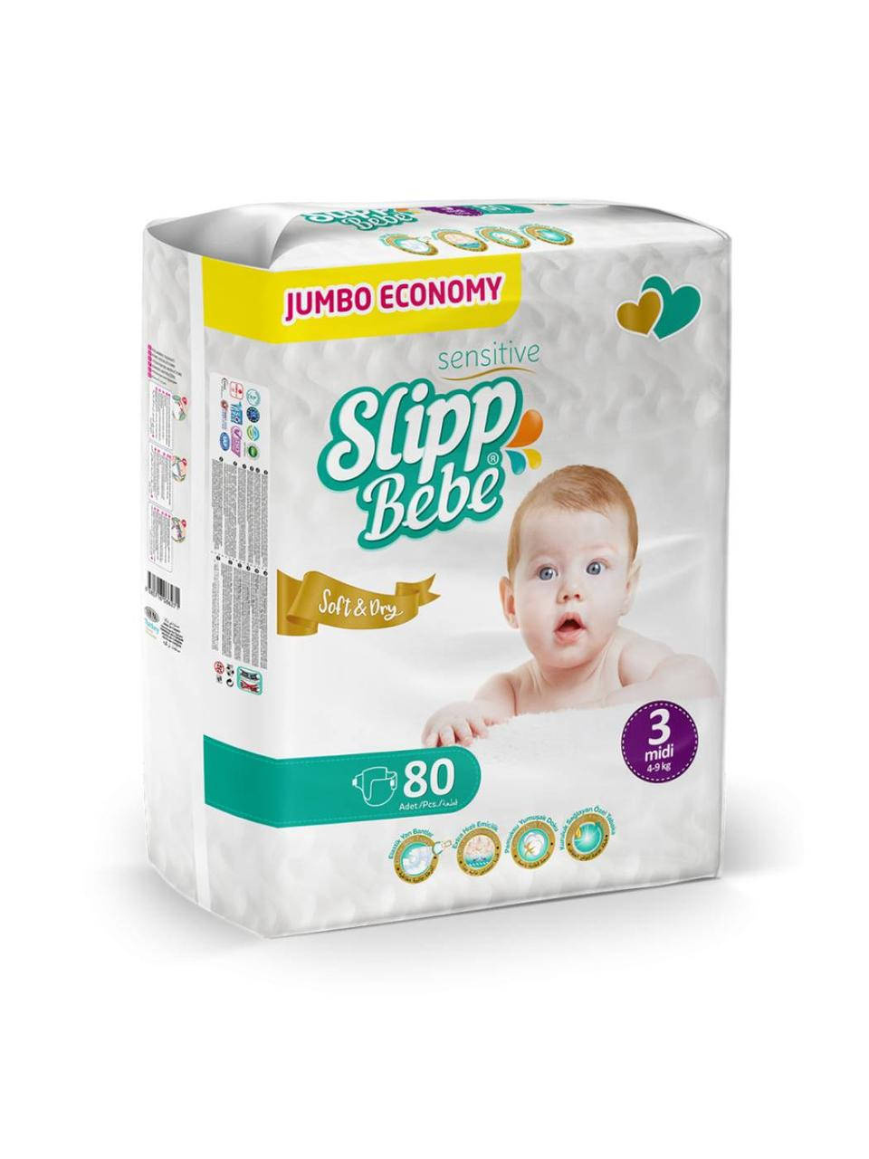 

Підгузники Slipp Bebe Jumbo Midi №3 4 - 9 кг 80 шт