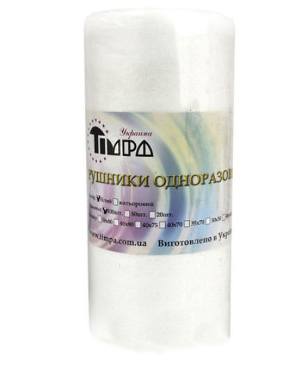 

Одноразовые полотенца Тимпа 40х70 см, 100 шт/рул. Сетка, Белый