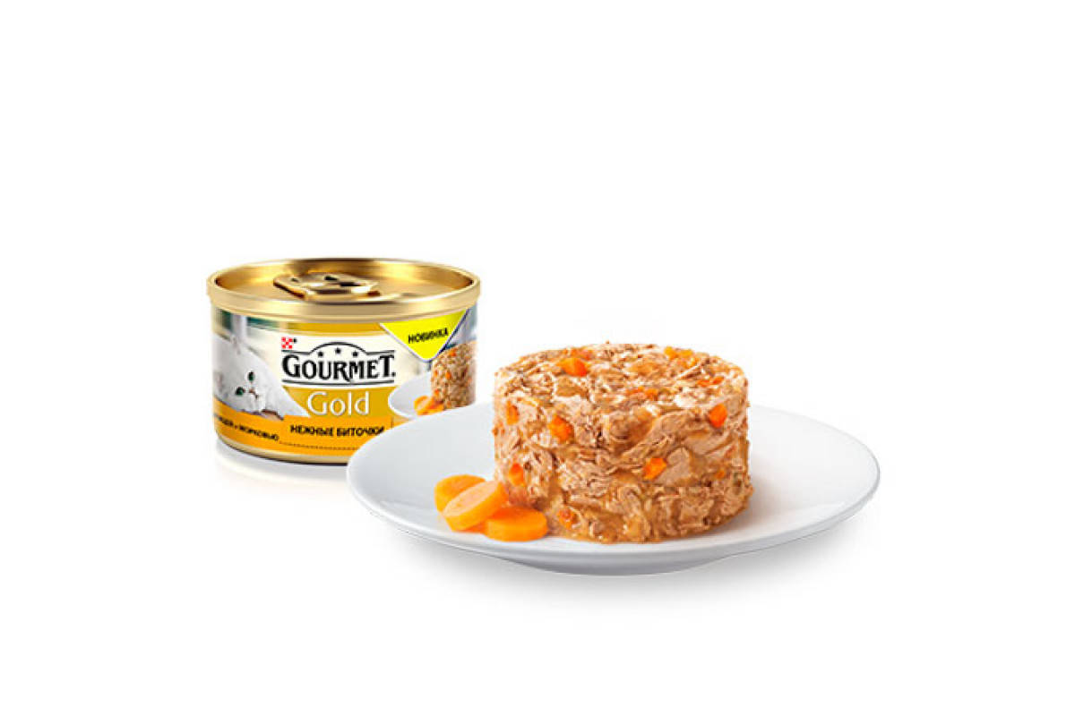 

Консервы Gourmet Gold для котов 85 г х 24 шт биточки с курицей и морковью