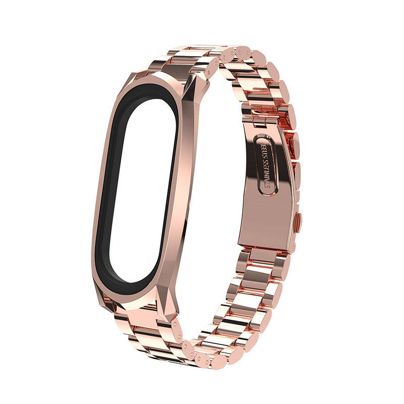 

Металевий ремінець MiJobs для Xiaomi Mi Band 3 / 4. Високоякісні матеріали. GT style дизайн. Подарунок. Рожеве золото