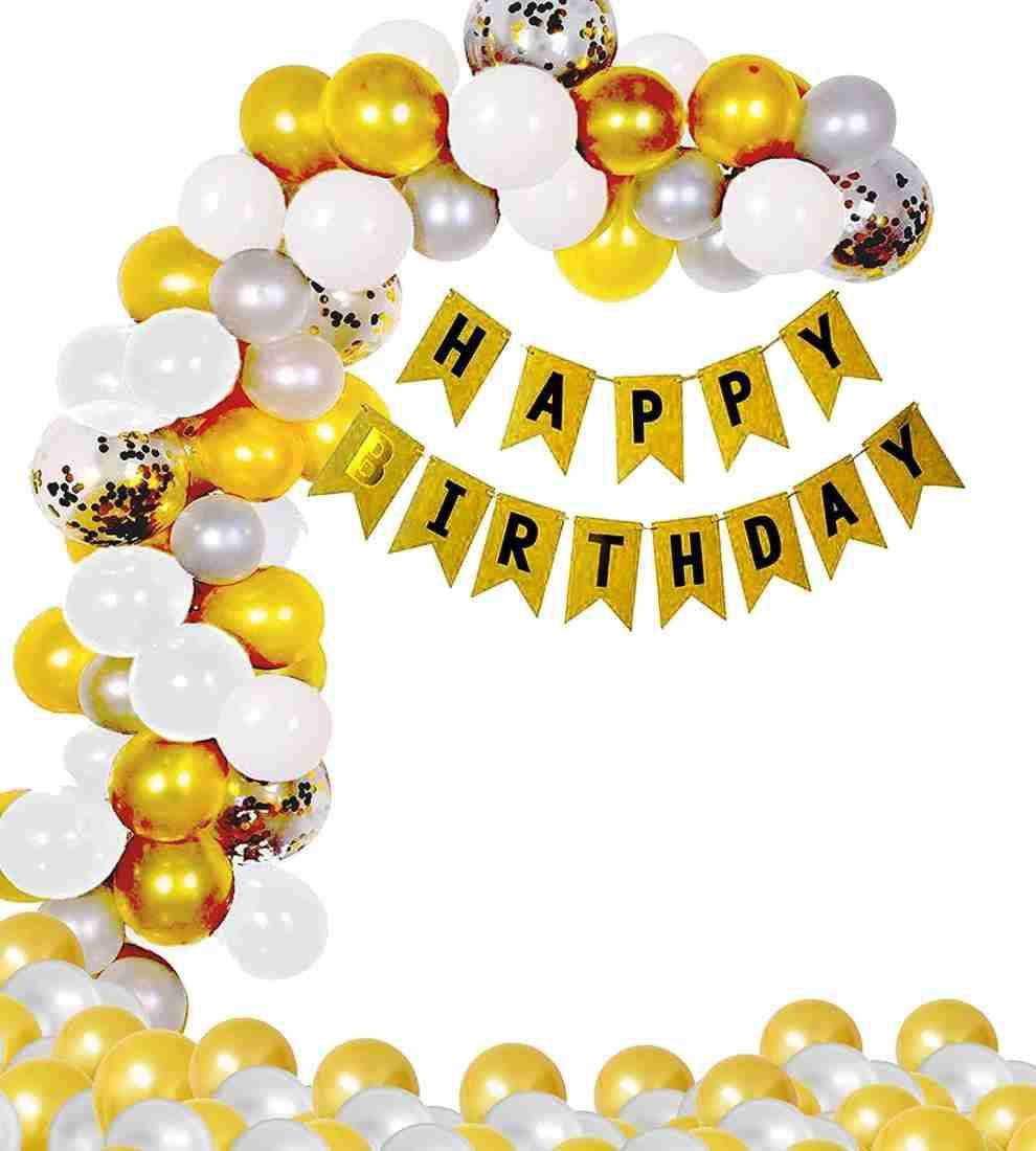 

Набор воздушных латексных шаров для создания арки с гирляндой Happy Birthday, Золото