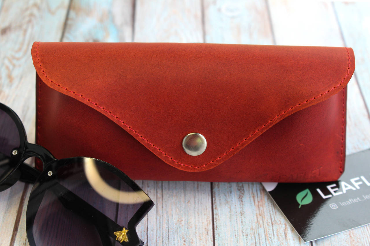 

Футляр для очков из кожи, ручной работы! + Подарок, Красный