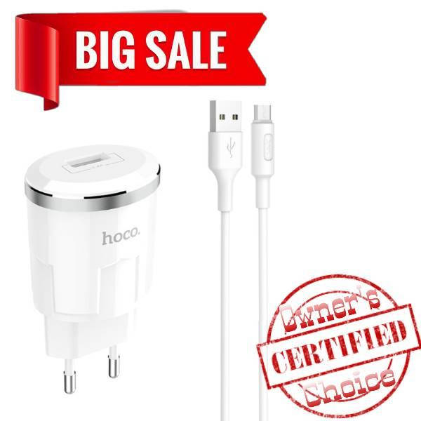 

Сетевое зарядное устройство Hoco C37A 1 USB 2.4A Micro белое, Белый