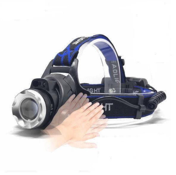 

Фонарь налобный V9 T6 zoom, с датчиком движения, Черный
