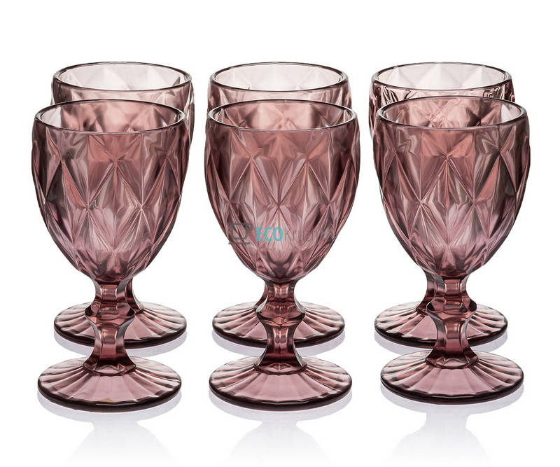 

Келихи для вина з кольорового скла Glassware 240 мл 6 шт Червоний EK8777, Красный