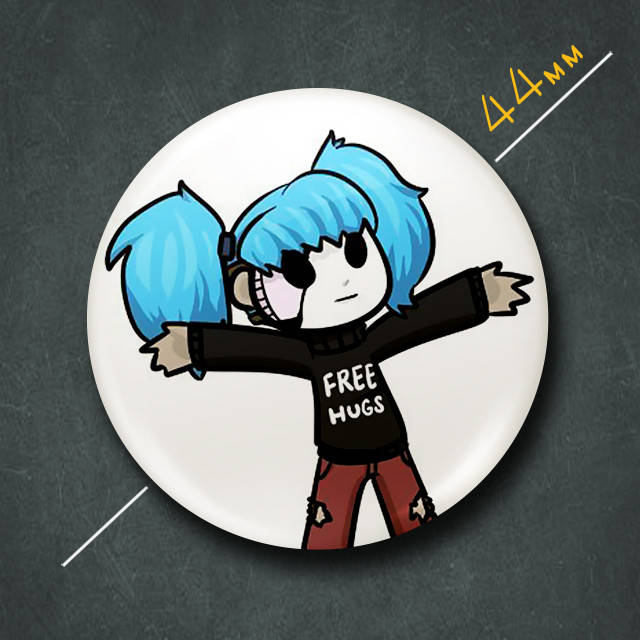 

"Салли Фейс / Sally face Free hugs" значок круглый на булавке Ø44 мм