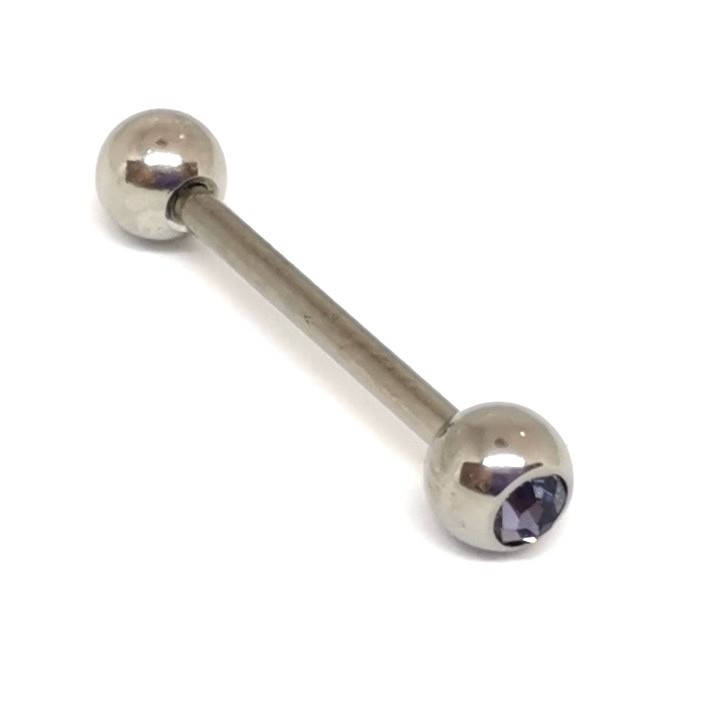 

Штанга для пирсинга языка из медицинской стали с сиреневым камнем
