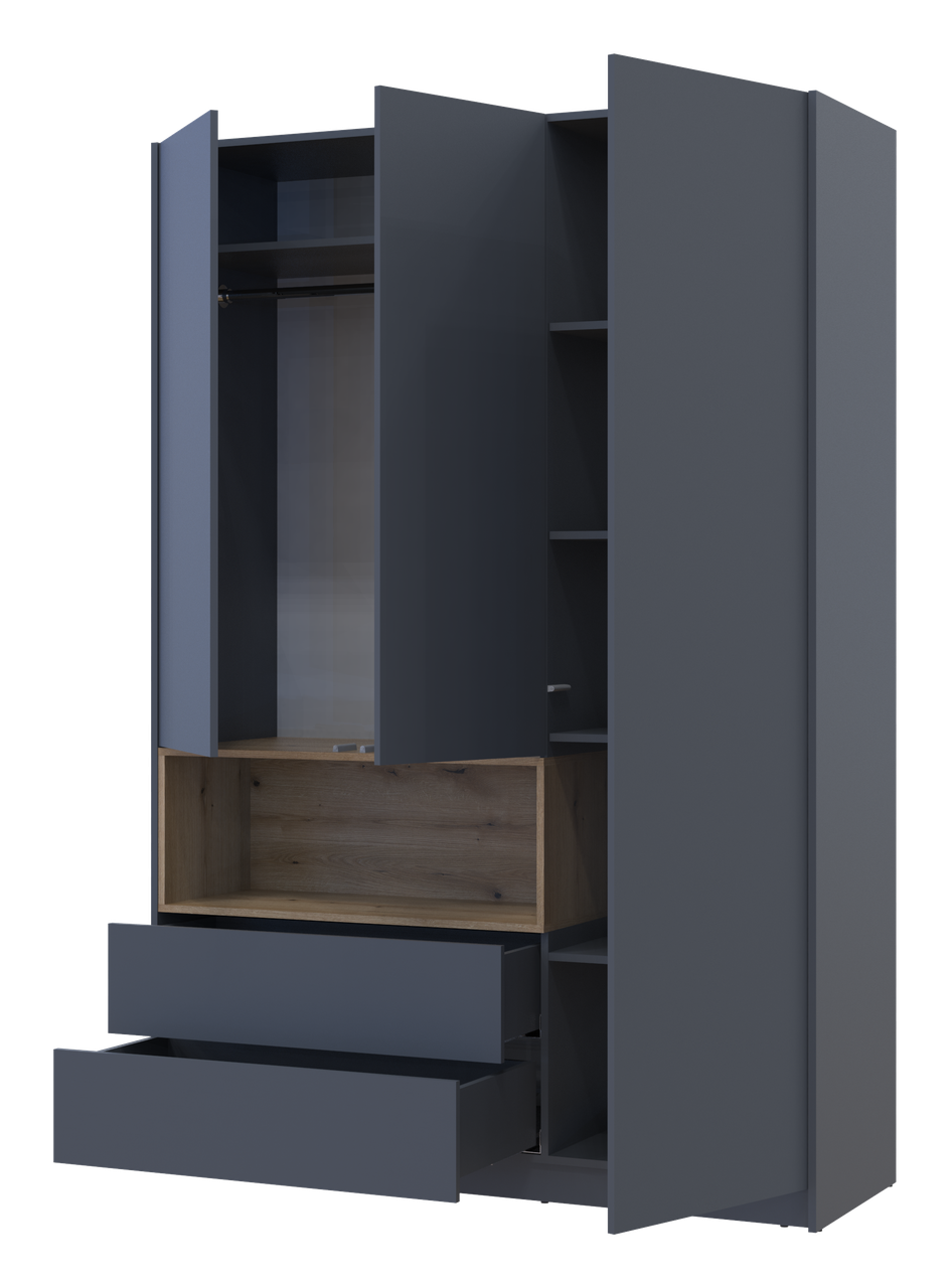 Шафа для одягу з нішею Doros Дейл Графіт/Дуб Евок 3 ДСП 150х52х220 (80737723) 3