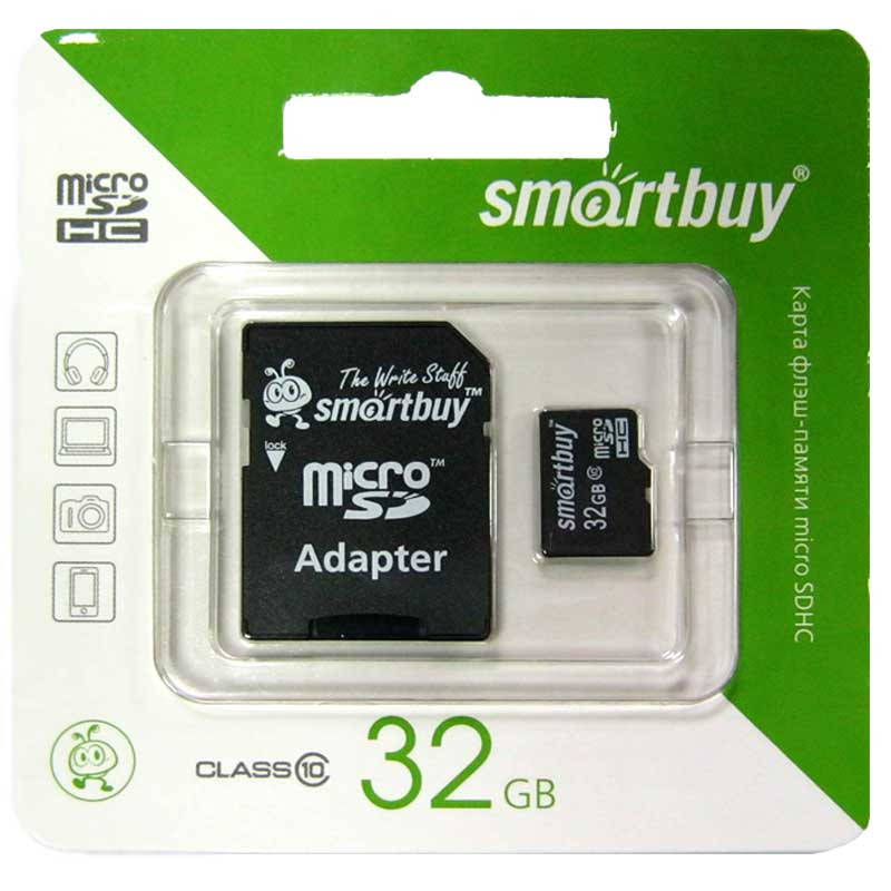 

Карта памяти micro-SDHC32Gb Smartbuy Class10 +адаптерSD