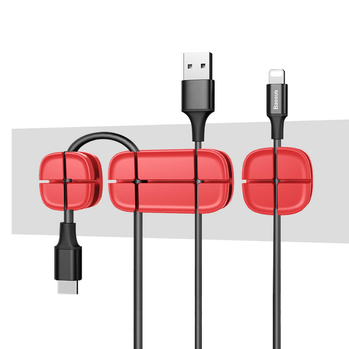 

Держатель для проводов Baseus Cross Peas Cable Clip red, Красный