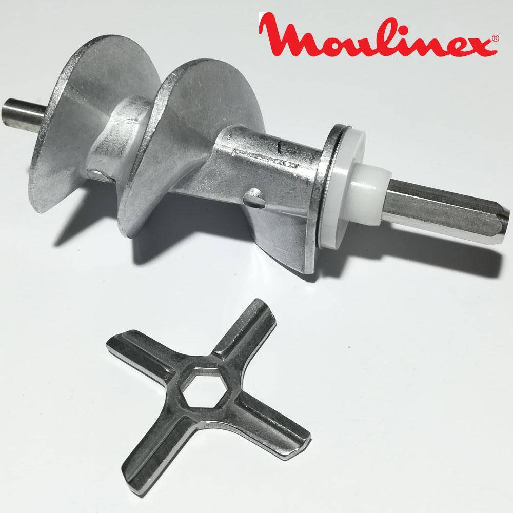 

Шнек и нож для мясорубок Moulinex SS-989843 (с уплотнительным кольцом)
