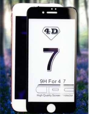 

Черное противоударное 4D стекло для iphone 7/8 закругленные обода, Черный