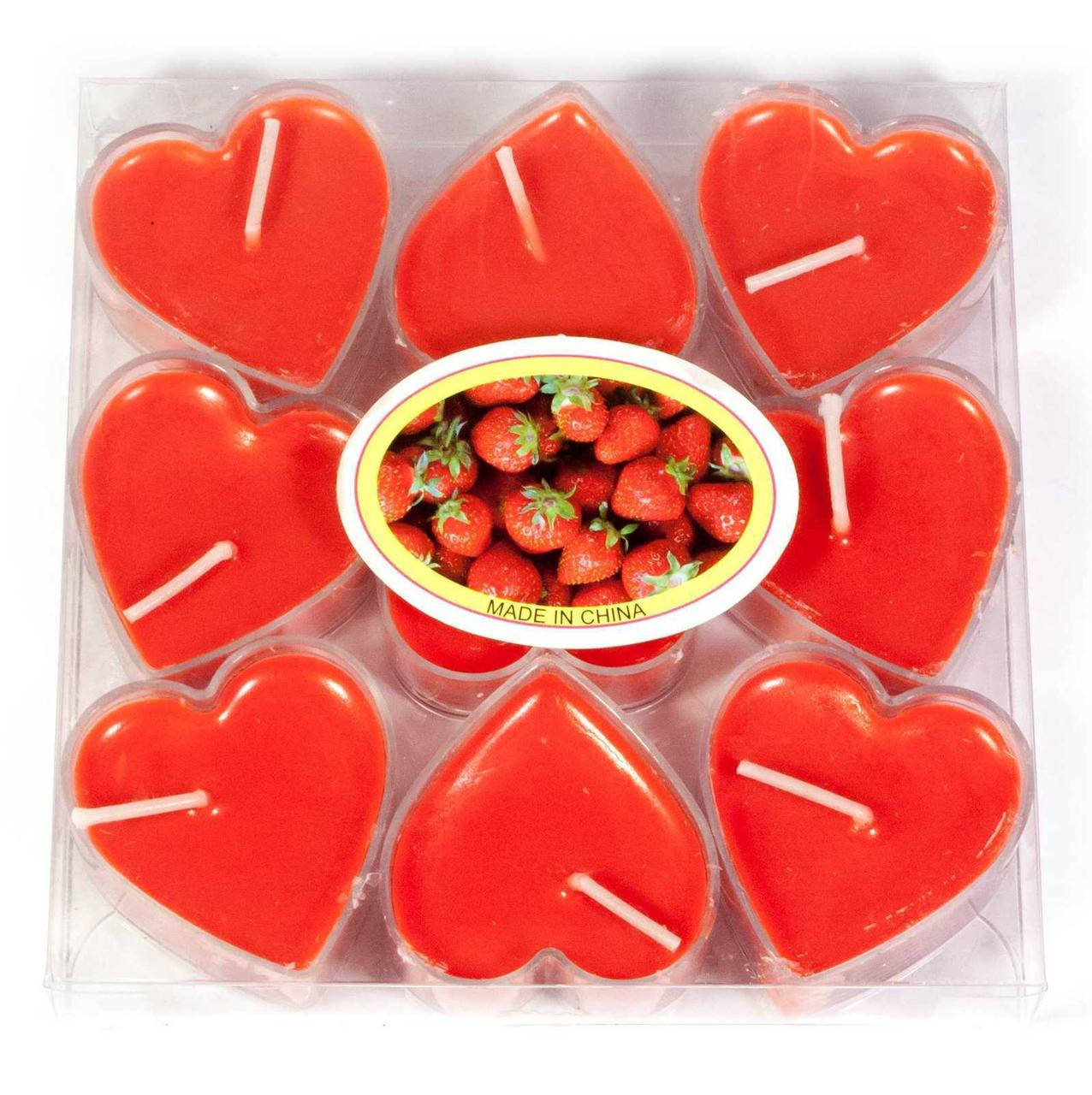 

Свечи "Сердечки" (набор 9 штук)(12х12х2 см), Красный