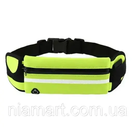 

Спортивная сумка на пояс RunningBag для бега с карманом на бутылку Салатовый