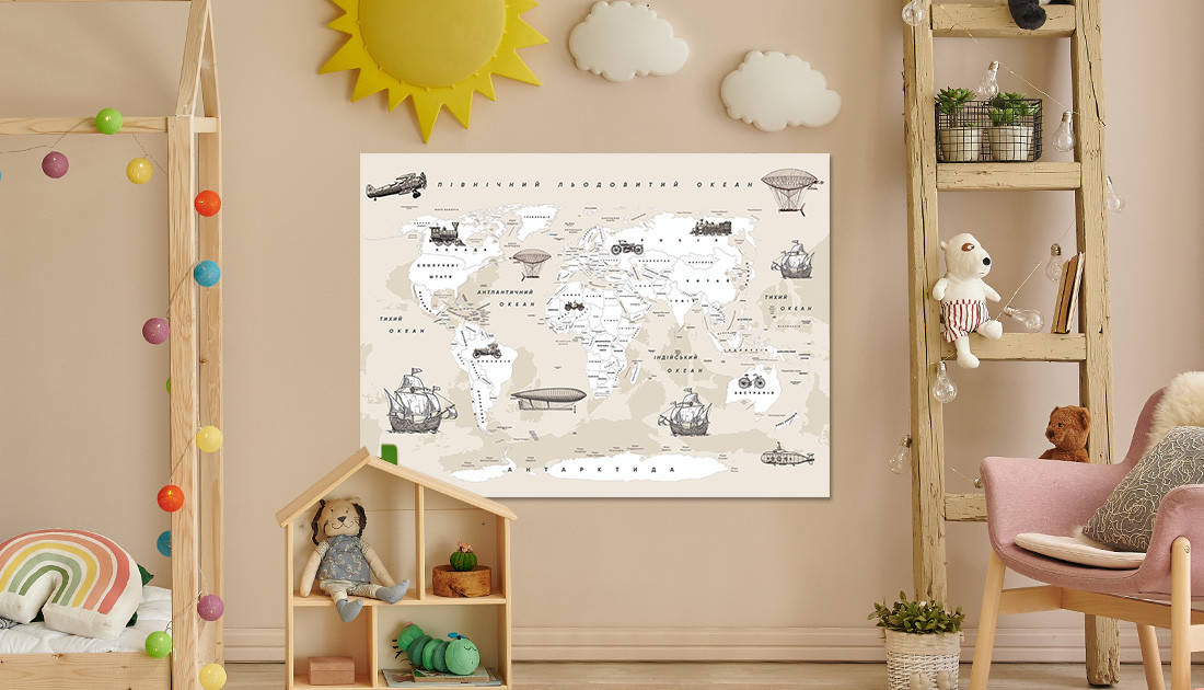

Детский постер с бежевой картой Артикул 46001