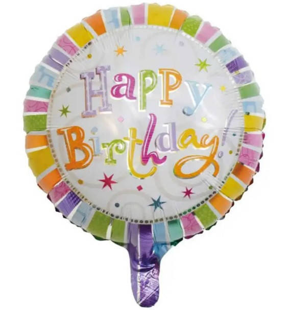

Фольгированный шар круг Happy Birthday цветной 18" Китай, Разные цвета