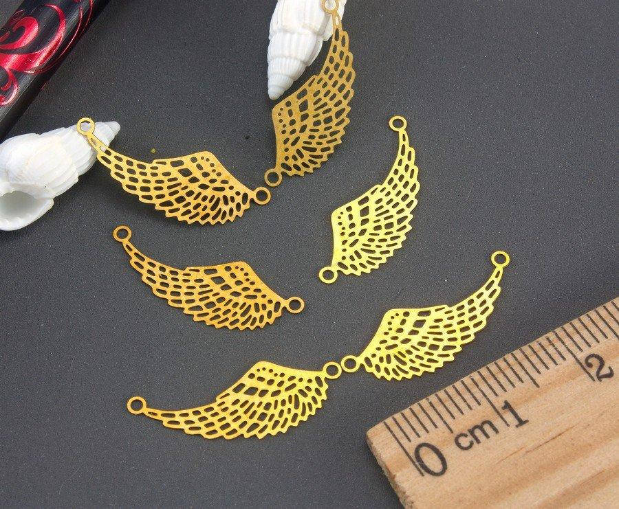 

( 20 шт) Филигрань, декор из тонкого металла 20х12мм "Крылья" Цвет - на фото (сп7нг-0584)