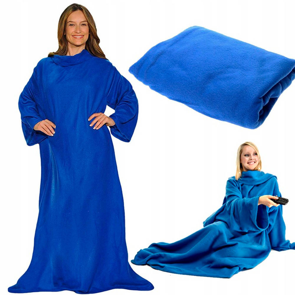 

Одеяло-плед с рукавами 140x190 см флисовый Snuggie / Флисовое мягкое одеяло с рукавами, Синий