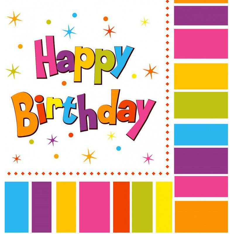 

Салфетки разноцветные Happy Birthday 16шт