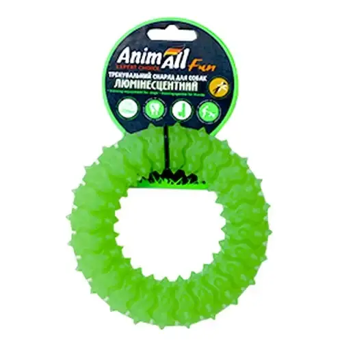

Игрушка AnimAll Fun кольцо с шипами для собак, люминесцентная, 12 см, зеленая, Зелёный