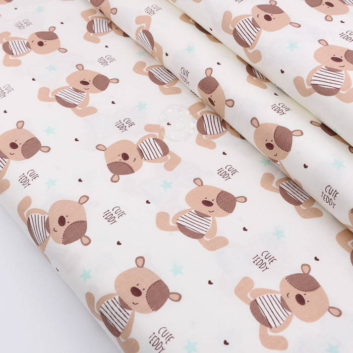 

Сатин шириной 160 см "Коричневые мишки Cute TEDDY" на белом № 2240с, Разные цвета
