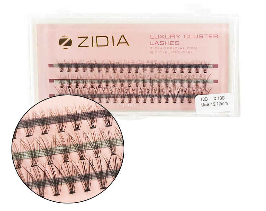 

Вії накладні пучкові Zidia Cluster Lashes 10D C 0.10 (3 лєнти, розмір 6 мм), Черный