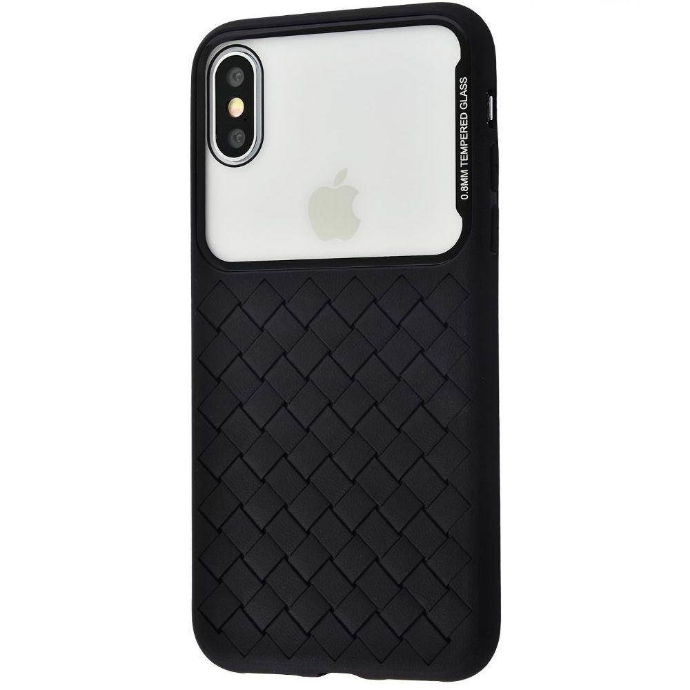 

Чехол-накладка силикон Baseus Glass And Weaving Case для Apple iPhone X / XS (black) (WIAPIPH58-BL01), Черный
