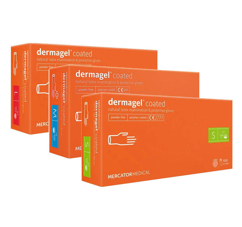 

Перчатки латексные без пудры Dermagel размер , М 100 шт, Белый