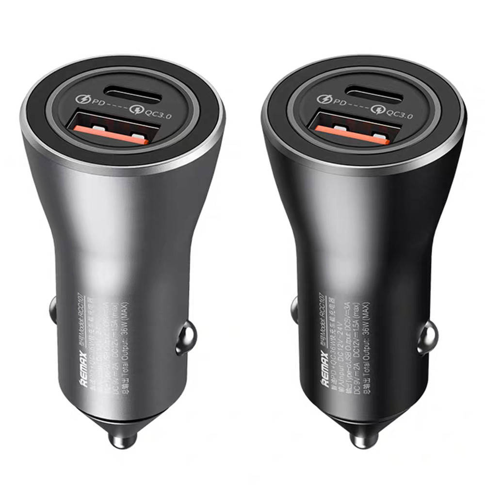 

Автомобильное зарядное устройство Remax RCC107 USB QC3.0 3A PD, Разные цвета