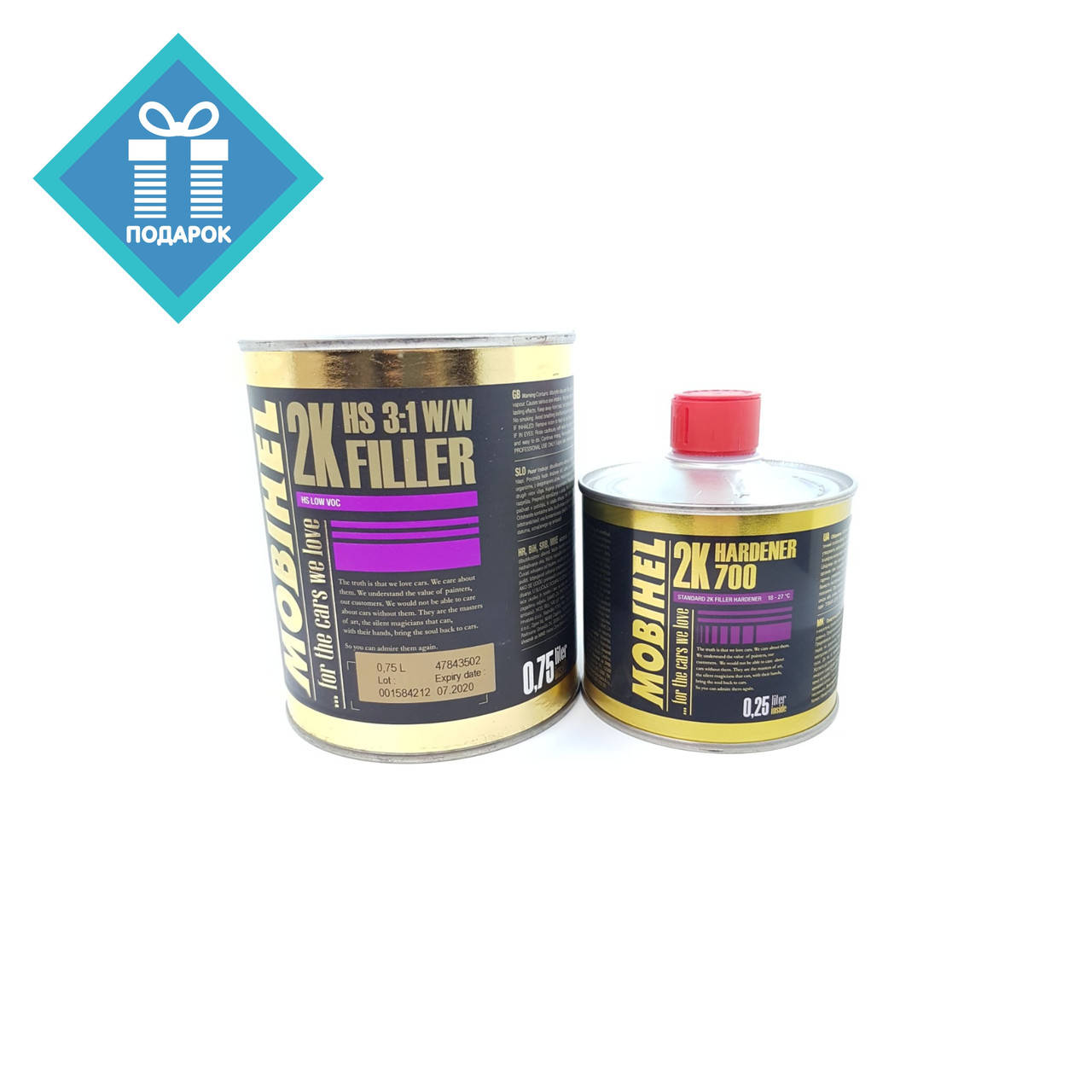 

Mobihel 2K HS вторичная грунтовка 3:1 W/W (глянцевая) 0,75литр + отвердитель 700 0,25л, Серый