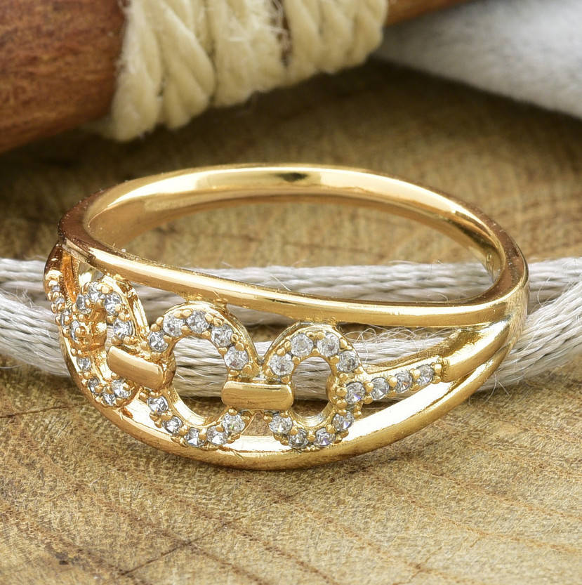 

Кольцо Xuping 14455 ширина 8 мм белые фианиты позолота 18К размер 18