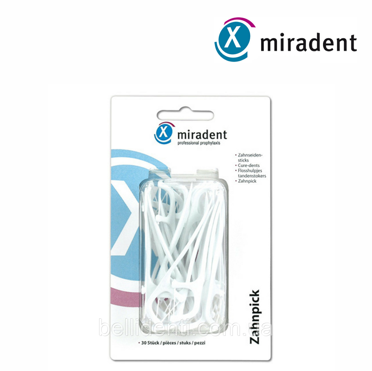 

Зубочистка + флос miradent Toothpick, 30 шт