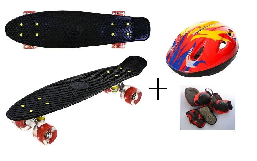 

Скейт Penny Best Board LED 22 Черный Шлем + защита (4349875756)